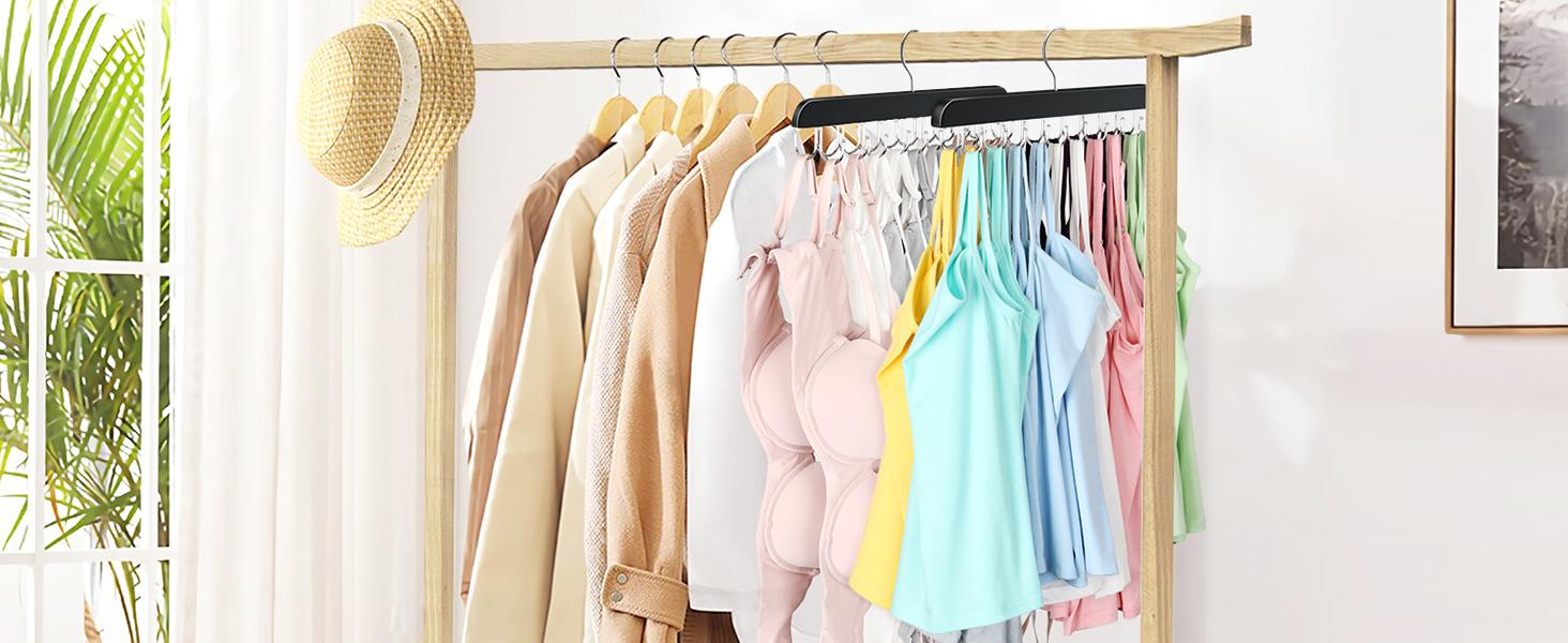 Wood Hanger With 20 Hooks For Organizing Tank Tops, Bras, Scarves, Belts, And More Suitable For Closets, Dorm Rooms, And Apartments Space Saving Storage