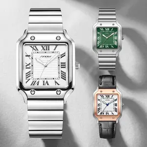 Men's Square Face Watch with Roman Numerals, Casual Analog Wristwatch