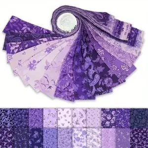 40pcs Noble Dreamy Purple Fabric Bundle | Pre-Cut Quilted Strips 6.5x50cm | for Patchwork, DIY Crafts & Home Decor | Perfect for Doll Clothes, Bags, Quilts & Holiday Decorations