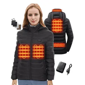 【Includes Power Bank】Norwell Heated Jacket for Women – Classic Black, Dual Control for Ultimate Warmth, Elastic Knit Shell, Zipper Comfort, Everyday Coats & Outerwear Women's Lightweight Water-Resistant Puffer Jacket