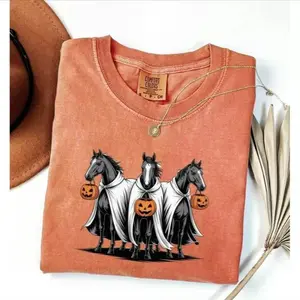 Comfort Colors Halloween Horse Shirt, Cute Ghost Horse Tshirt, Horse Lover Gift, Spooky Horse Shirt, Western Halloween, Cowgirl Horse Shirt