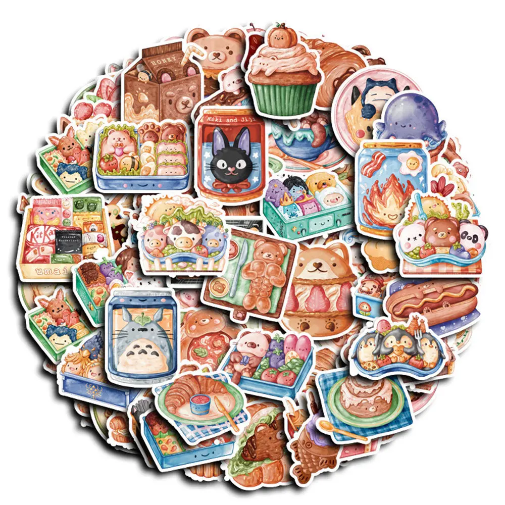 95PCS Original Cartoon Teddy Bears Cute Snacks Graffiti Stickers for Bicycle Hand Account Pencil Case Decals Reforged Glory Kids Gift RecordingYourLife