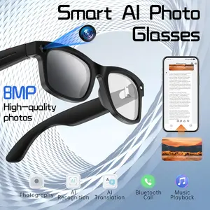 Ai Smart Glasses 160+ Languages Real-Time Translation, Bluetooth-compatible Sunglasses, Hands-Free Camera, Music Call, Decorative Lens, Abs Frame