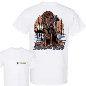 Southern Blues Printed 2 Sides T-Shirt, Hunting Dog Graphic With Duck Shirt, Perfect For Outdoor Adventures And Everyday Style For Men For Women