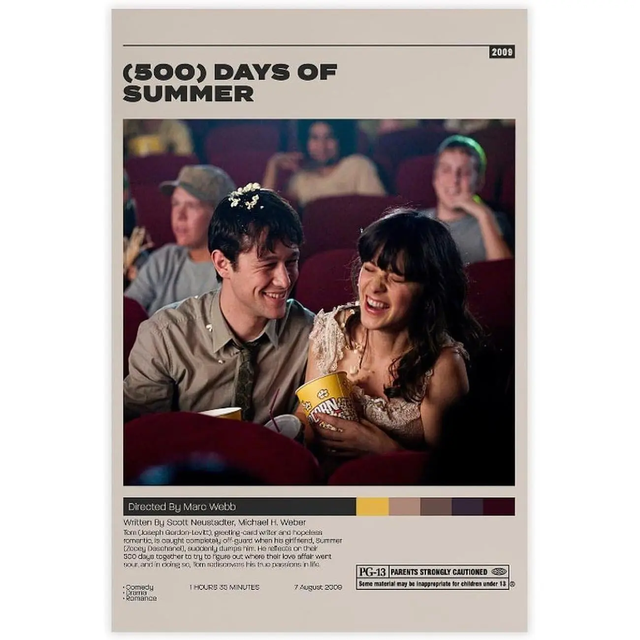 500 Days Of Summer Canvas Movie Poster, Wall Decoration Painting Print for Bedroom, Office Home Decor Gift, Artistic