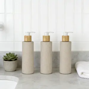 3 Count Pump Dispenser 8.45 Ounce Soap Dispenser Set, Refillable Countertop Lotion Bottle for Hand Soap and Shampoo, Stylish Bathroom Accessory