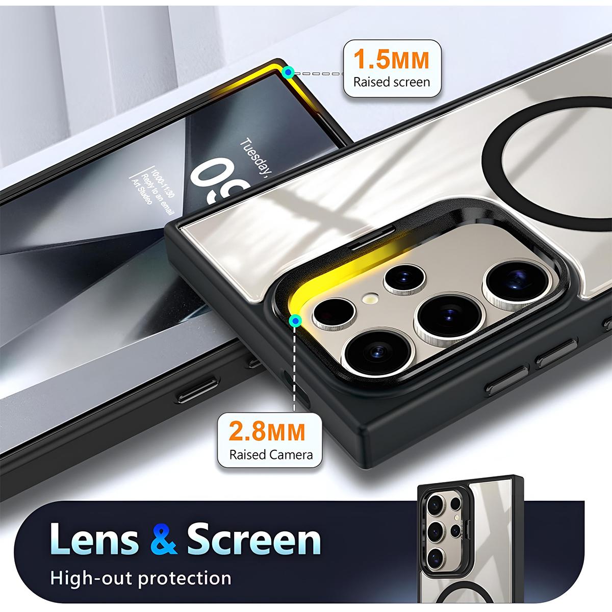 Shockproof Camera Ring Stand Heavy Duty Clear Case For Samsung S26 Ultra/S26 PLUS/S26 Compatible With MagSafe Cover + Camera Lens Protector