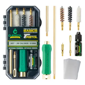 Clenzoil All-In-One Gun Cleaning Kit for 38 Cal & 9 mm Pistols with Bore Brushes & Gun Oil