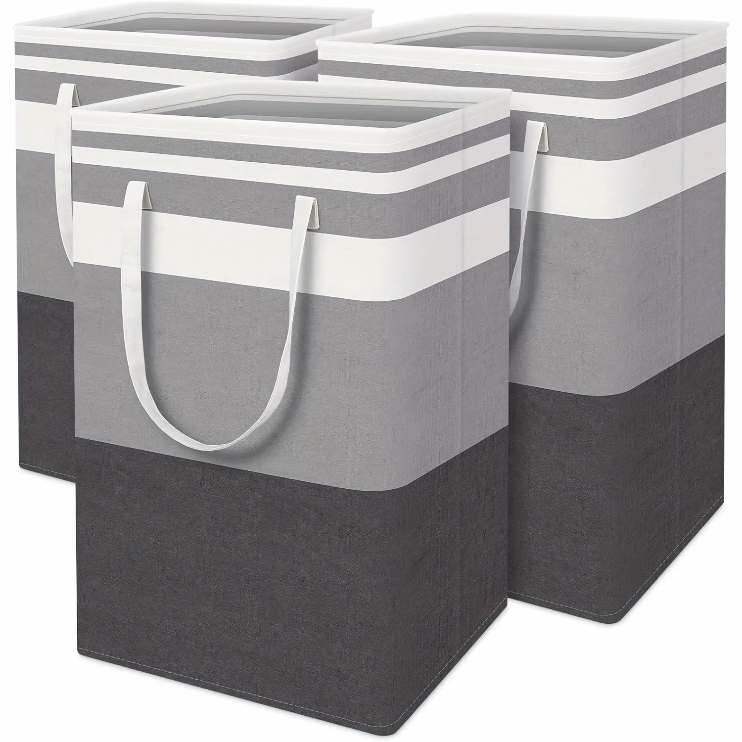 3pcs Laundry Basket, Freestanding Laundry Hamper, Collapsible Tall Clothes Hamper with Easy Carry Handles for Clothes, Towels in the Family and Dorm, Laundry Baskets