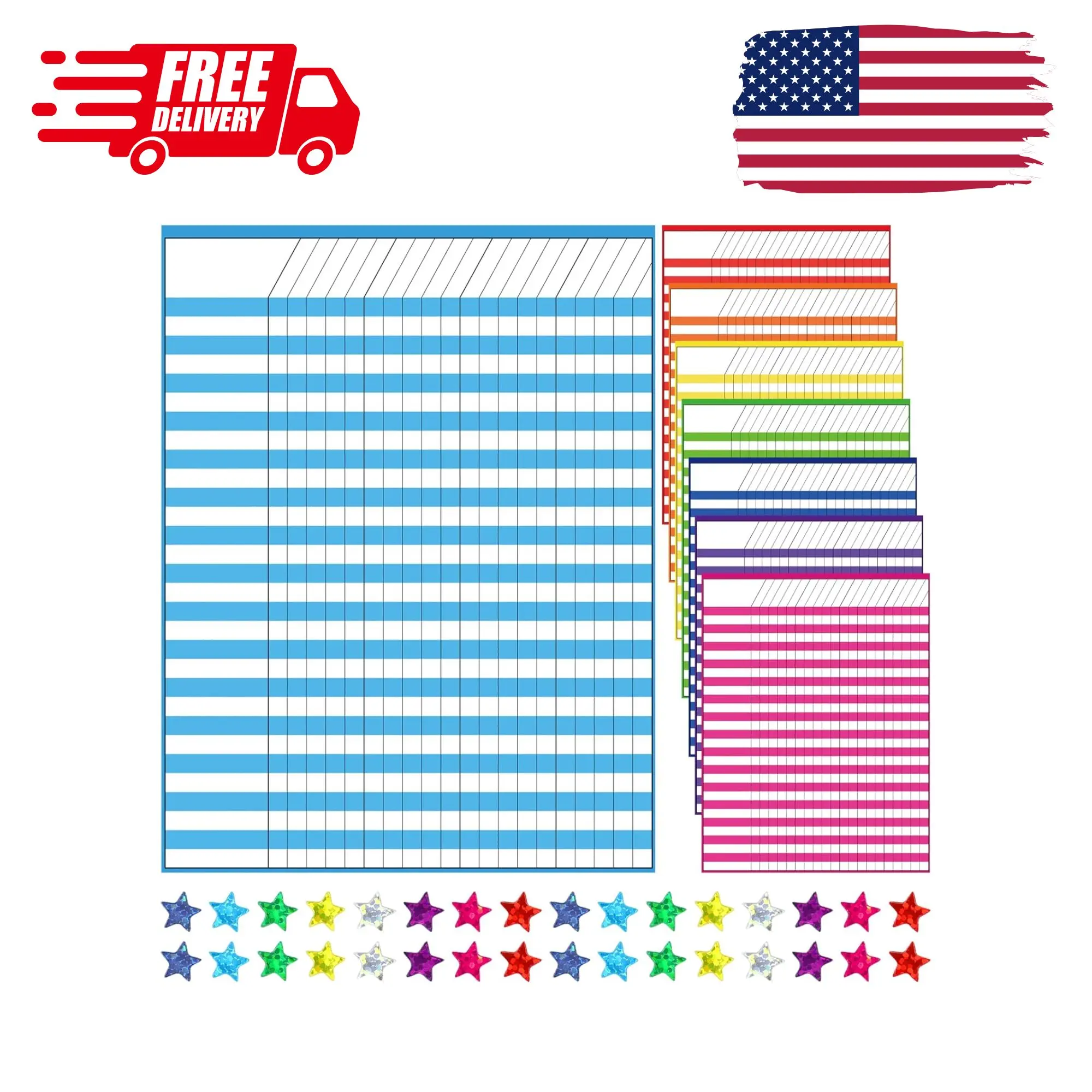 8 Pack Colorful Dry Erase Incentive Chart
