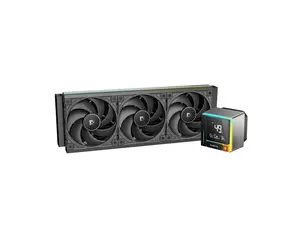Sudokoo ENERGLO 360 Liquid Cooler: 360mm AIO CPU Cooler with Data Display & PWM Pump - 3 x 120mm Black Water Cooling for Intel LGA 1851/1700/1200/115X & AMD AM5/AM4