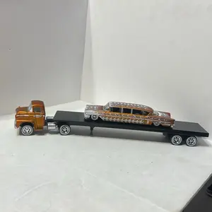1:64 M2 Machines Chevy Truck & 1958 Chevy Impala Stretch Rod on flat bed trailer: hauler set   NO BOX. LOOSE!