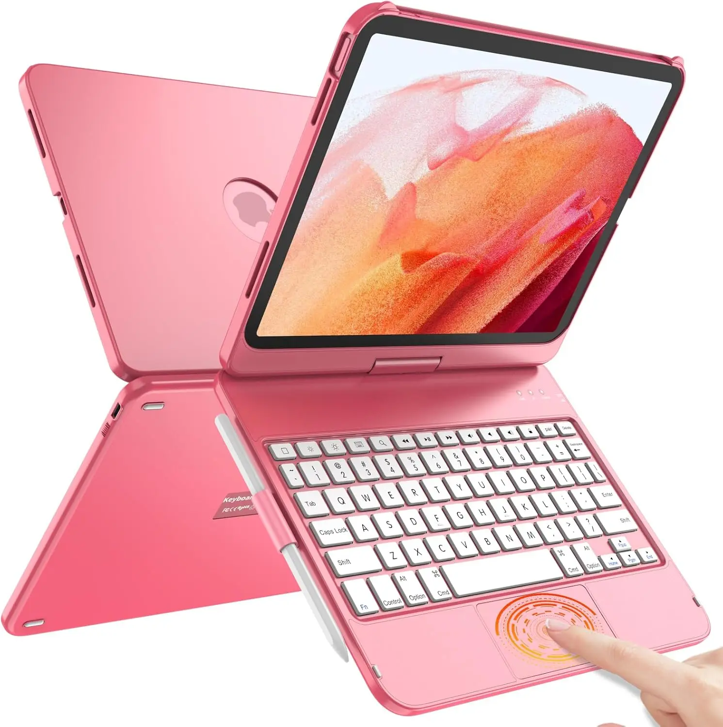 Touch iPad (A16) 11th Generation Case with Keyboard (11", 2025) & 10th Gen (10.9", 2022) - 360 Rotatable, Thin & Light, Multi-Touch Trackpad for iPad (A16) 11th/10th Gen (Dark )