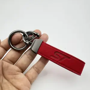 Suede Leather Car Keychain Business Gift with Logo Keyring Accessories For Ford ST Focus ST Mondeo Fiesta Kuga Escape Explorer