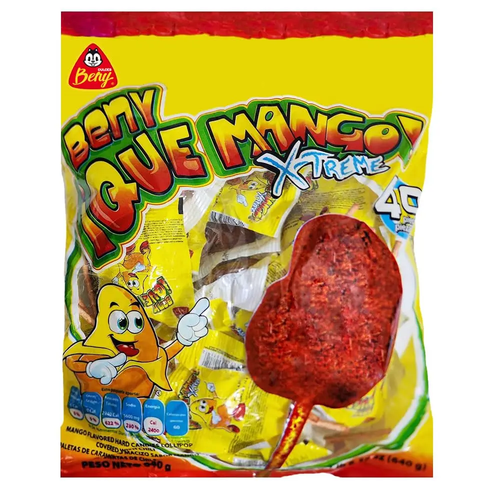 BENY X-Treme Lollipops with Chili Coating 1lb 6.56oz Bags (640g) (Mango)