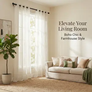 Summer Vibes, 52x84 Inch 2pcs Sheer Curtains for Living Room Bedroom Linen Sheer Curtains, Grommet Luxury Black Out Curtains for Windows Apartment L12
