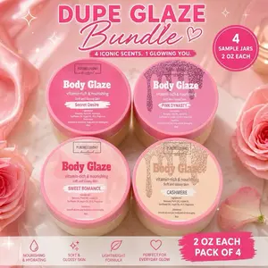 Body Glaze Bundle (4 Pack) 4 oz Each | Glossy Hydrating Skin Oil Gel | Soft Glowing Skin