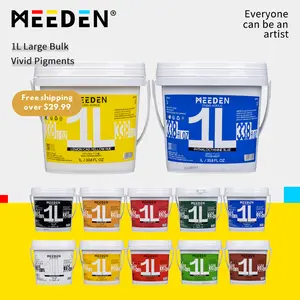 MEEDEN Acrylic Paint Set 1 L: 12 Colors Large Bulk 33.8 oz Acrylic Paints - Heavy Body Gloss Non-Toxic - Thick Art Paints for Canvas Crafts Wood Metal Plastic Wall dealsforyoudays