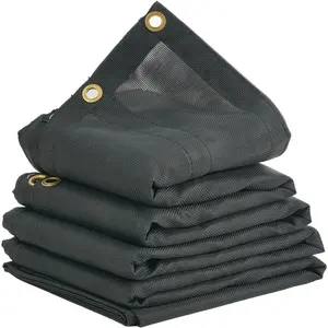 Dump Truck Mesh Tarp, 7 x 18 ft, PVC CoatedHeavy Duty Cover with 5.5" 18oz Double Pocket, Brass Grommets, Reinforced Double Needle Stitch Webbing Fits Manual or Electric Dump Truck System