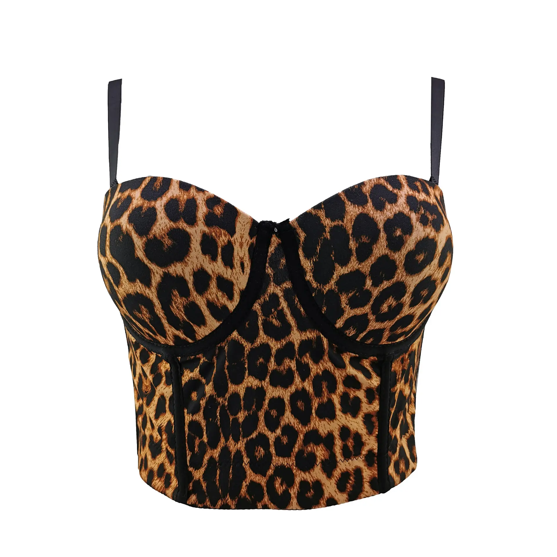Women's Cheetah Leopard Print Sleeveless Fishbone Corset Tank Top - Hook-Closure Shapewear Vest, Short Crop for Wedding, Stage Parties (Corset Vest, Print Women's Tanks & Camis), Cheetah Leopard Print Women's Tanks & Camis