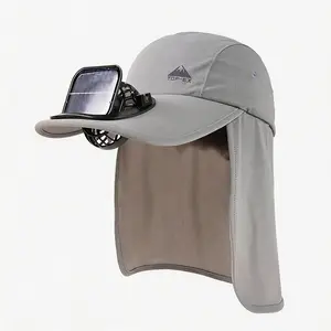 Cooling Sun Cap with Built-In Fan Neck Flap UPF 50 Breathable Hat XL XXL