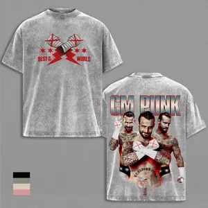 CM Punk WWE  Graphic Tee Vintage Washed Shirt Oversized Unisex Streetwear Best In The World Wrestling T Shirt WrestleMania 42 Fan Gift Chicago Style Tee