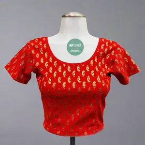 Women's Red Sari Blouse – Short Sleeve