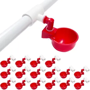 16-Pack Chicken Water Cups with PVC Tees – Automatic Poultry Waterer Kit for Chicken, Duck, Quail, Turkey