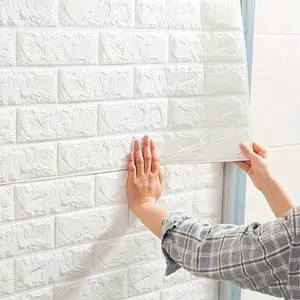 100pcs Ultimate 3D Wall Sticker Panels - DIY Self-Adhesive Foam Brick Wallpaper - Waterproof, Mould-Resistant, Realistic Effect - Ideal For Living Room, Bathroom, Kitchen & Bedroom Decor - Easy Install, Durable