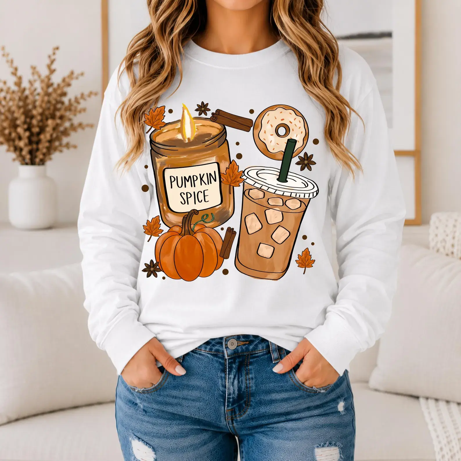 Pumpkin Spice Sweatshirt, Fall Coffee Sweatshirt, Cute Autumn Crewneck, Pumpkin Latte Lover Gift, Cozy Fall Sweater, Womens Unisex Pullover