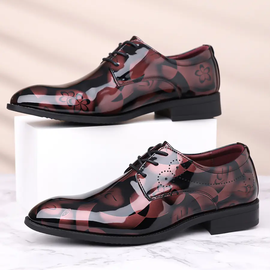 Men's Formal Patent Leather Oxfords - Luxury Footwear with Pointed Toe, Elegant Buckle, Rubber Sole, Casual & All-Season Versatility