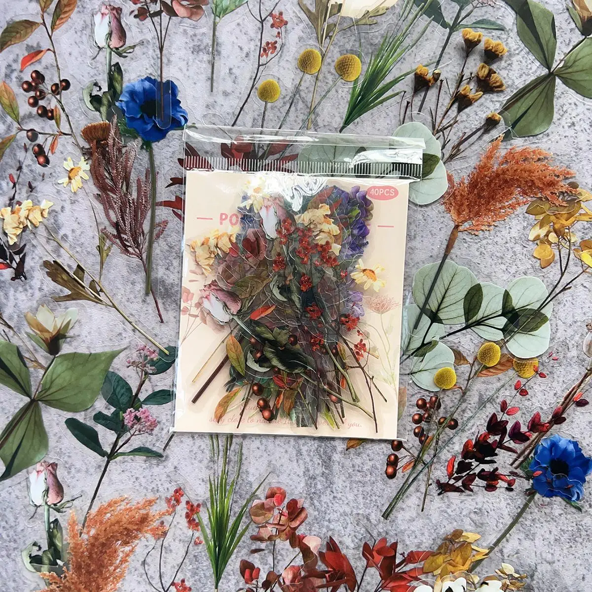 40pcs/pack Simulated Flower Plant Butterfly Sticker, Children's Decorative Collage Decal, DIY Decorative Sticker For Stationery Computer Water Bottle