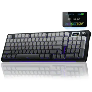 AULA S98 Pro Wireless Mechanical Keyboard with Screen & Knob, 2.4GHz/USB-C/BT5.0 Gasket, Creamy Keyboard, Pre-lubed Linear Switches, Side Printed PBT Keycaps, RGB Backlit, Ideal for Gaming