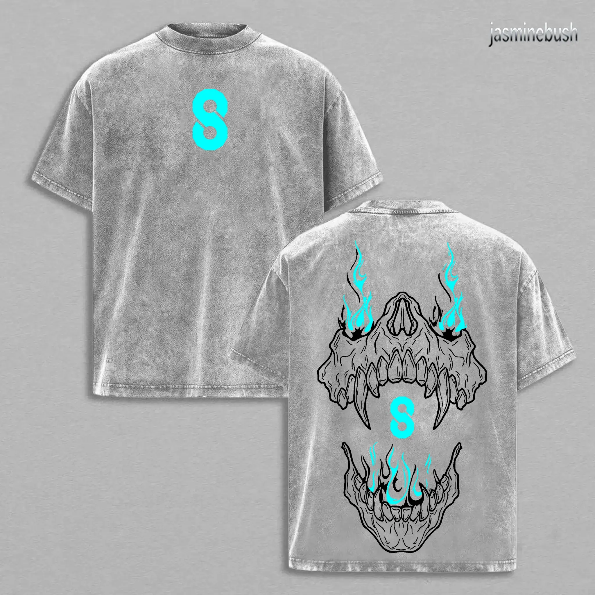 Kaiju No 8 Washed Oversize T Shirt Heavyweight Cotton Manga Tee for Kaiju Fans Anime Streetwear Y2K Fashion Graphic Tees Vintage Distressed Outfits Retro Harajuku Tops Crewneck Heavy Grade Menswear Clothing