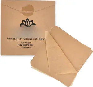 6x6  Paper Squares (200 sheets) - Unbleached, Non-stick, Pre-cut  Paper Ideal for Candy Wrappers, Dessert Paper Liners, Freezing and Storing, Separating, and  Painting