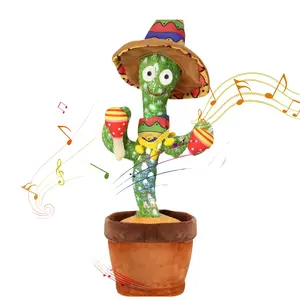 EMOIN Drum Cactus Toy, Talking Singing cactus Toys, Repeats & Recording What You Say Toys, Mimicking Interactive toy, Interesting birthday Gift