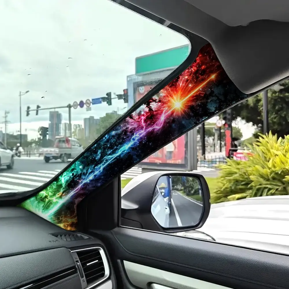 Jdm Universal Car Interior A-Pillar Upgrade Kit, Car Accessories Interior, Colorful Lightning Pattern, Self-Adhesive Flexible Vinyl Wrap for Customization, Decal for Cars