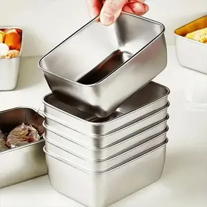 Stainless Steel Food Storage Container with Lid (6pcs), Portable Food Storage Box, Kitchen Storage & Organization Supplies, Stainless Steel Containers