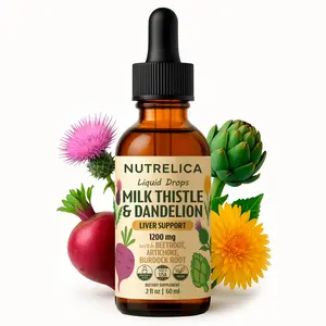 Nutrellica Milk Thistle & Dandelion Liver Support 1200mg Herbal Detox Formula with Beet Root Artichoke Burdock No Sugar Alcohol-Free Vegan Non-GMO Liquid Drops