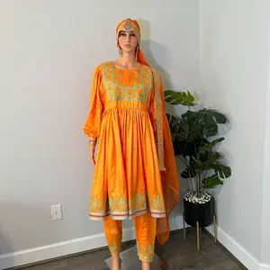 Rovelle Fashion 3 Pcs Golden Embroidered Traditional Suit