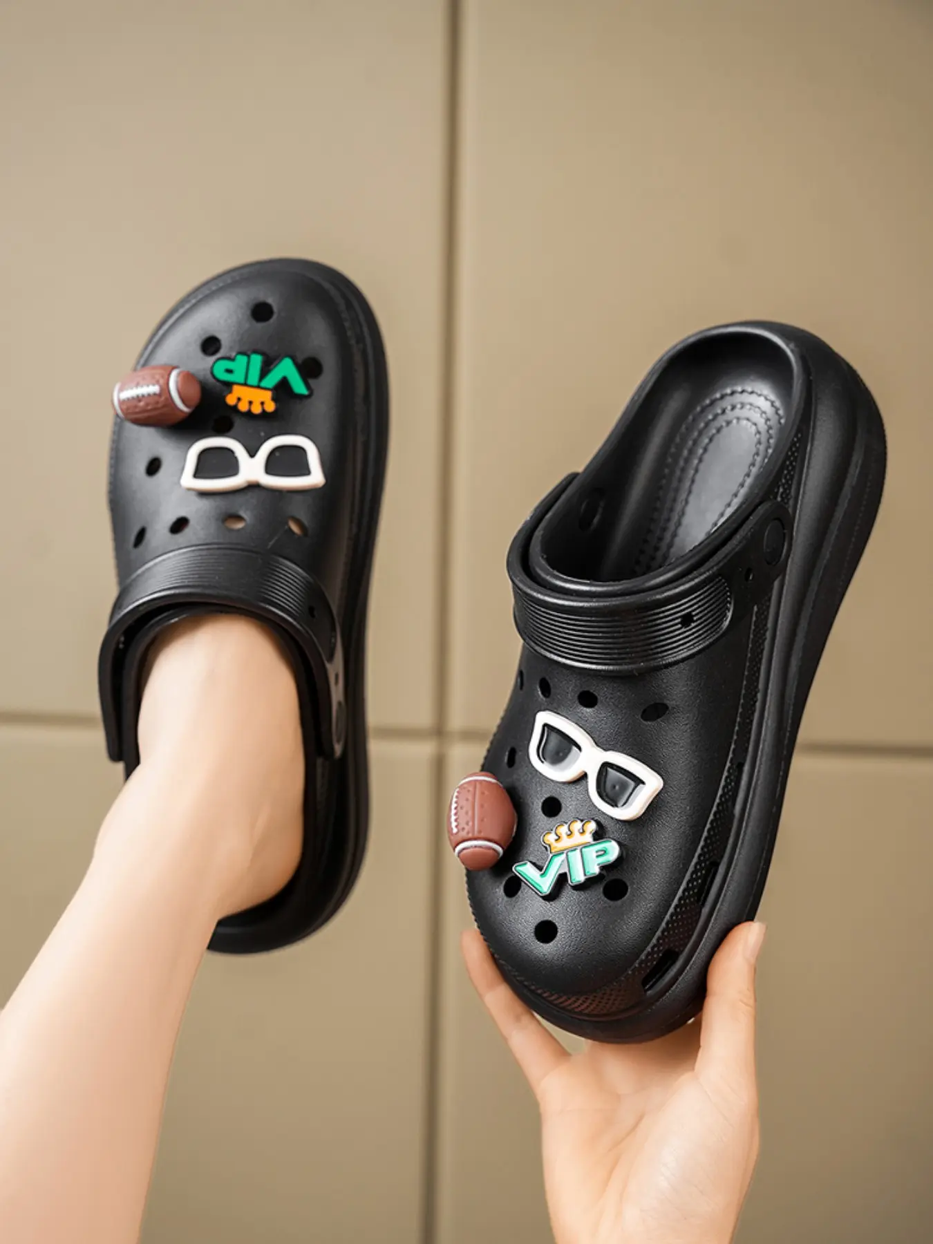 Classic Thick Sole Bubble Rugby Holes Shoes, Garden Shoes, Comfortable Outdoor Height Increase, Unisex Trendy Slippers