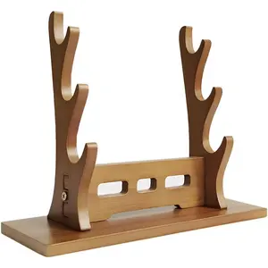 3-Tier Katana Stand, Cosplay Blade Holder,Wood Sword for Sword,Lightsaber Stand, Display The Best Gift for Sword Stand Lover.(3 Tier Brown)