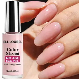 ELL LOUREL New Arrival Nude Pink Strong Nail Strengthener, 10ml Tinted Nail Hardener & Protective Treatment, Strengthens & Repairs Brittle, Thin, Soft & Fragile Nails, Help Healthy Nail Growth, Natural Nude Pink Finish with High Gloss, Long-Lasting Shiny