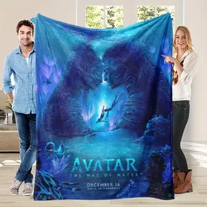 Avatar: The Way of Water Neytiri and Jake Sally pattern flannel blanket, Cozy Blanket Throw, available in multiple sizes, suitable for all seasons, perfect holiday gift for friends, comfortable home decor.