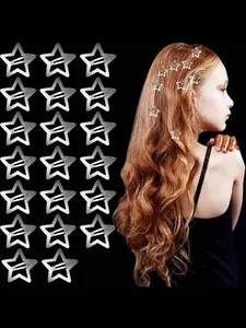 20pcs 3cm Star Bb Clips Sweet Fashion Hair Accessories, Casual Plain Design, All Seasons Use, Stylish Hairpins for Women