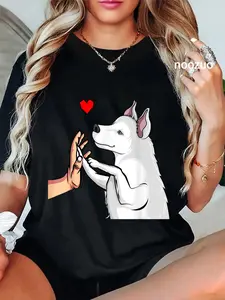 100% Cotton Unisex White Siberian Husky Love Dogs Female Ladies T-Shirt