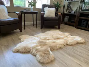 LAMBZY Faux Sheepskin Super Soft Hypoallergenic Silky Shag Bear Rug for Living Room, Kids Room, Sofa