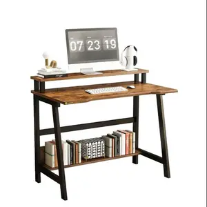 Computer Home Office Desk, 31.5" Desk for Small Spaces with Storage Shelf,Small Computer Desk with Monitor and Bookshelf, Modern Simple Style Laptop desk