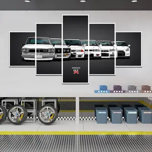 Gtr Car Poster 5 Piece Sports Car Canvas Wall Art, Unframed, Ideal for Men's Office & Home Décor, Perfect Boys' Gift Idea