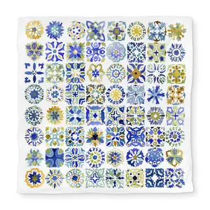 360 Stand Queen Size Duvet Cover, Watercolor Traditional Moroccan Tiles Design, Yellow Shapes Pattern, Microfiber Face Bedding Linen Set, Decorative Duvet Cover